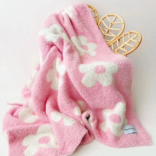 Daisy Plush Blanket Pink