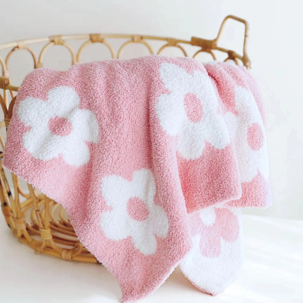Daisy Plush Blanket Pink